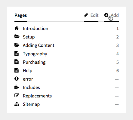 Root Pages Section